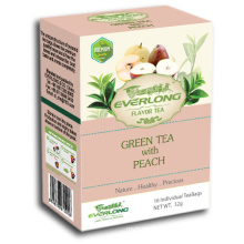Sac de thé à pyramide de thé vert aromatisé à la pêcher Premium Mélanges de qualité biologique et conforme à l&#39;UE (FTB1507)